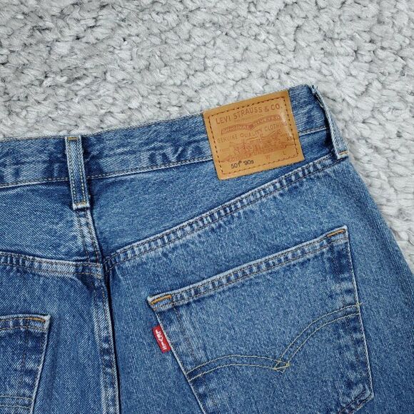Levi's Premium 501 '90s Straight Baggy Jeans Blue Women's Size 30 x 32 Y2K Loose - Picture 4 of 12